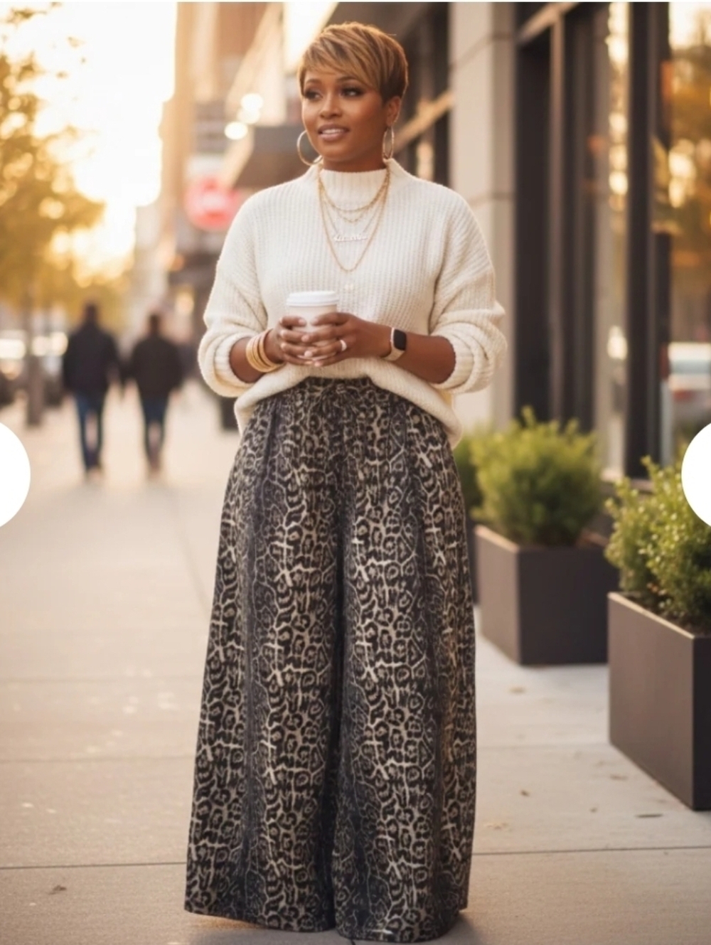 NEW!!! Leopard Print Wide-Leg Pants With Pockets, NWT